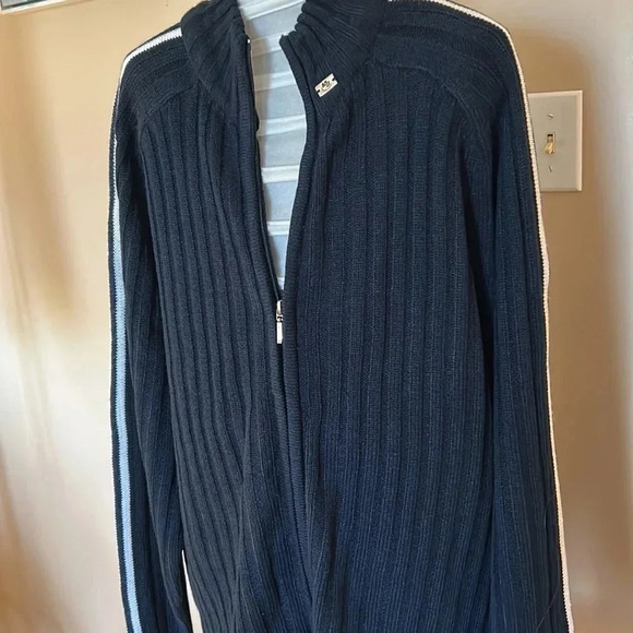 Y2K, vtg Chunky knit cable zip ,sweater,jacket,NEW ,blue,preppy - Picture 8 of 12